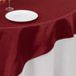 72"x72" Burgundy Lamour Satin Table Overlay, Square Tablecloth Topper