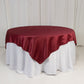 72"x72" Burgundy Lamour Satin Table Overlay, Square Tablecloth Topper