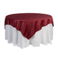 72"x72" Burgundy Lamour Satin Table Overlay, Square Tablecloth Topper