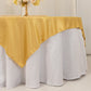 72"x72" Champagne Lamour Satin Table Overlay, Square Tablecloth Topper