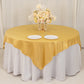 72"x72" Champagne Lamour Satin Table Overlay, Square Tablecloth Topper