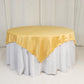 72"x72" Champagne Lamour Satin Table Overlay, Square Tablecloth Topper