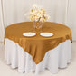 72"x72" Gold Lamour Satin Table Overlay, Square Tablecloth Topper