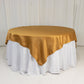 72"x72" Gold Lamour Satin Table Overlay, Square Tablecloth Topper
