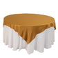 72"x72" Gold Lamour Satin Table Overlay, Square Tablecloth Topper