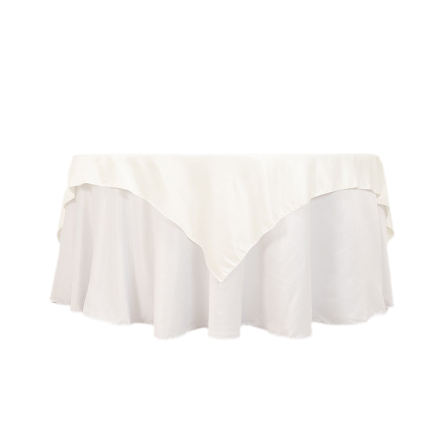 72"x72" Ivory Lamour Satin Table Overlay, Square Tablecloth Topper