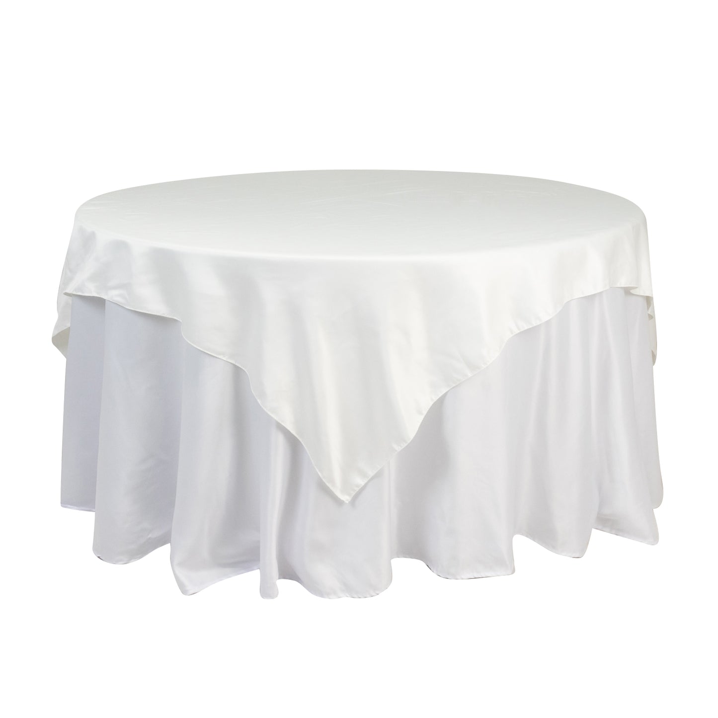 72"x72" Ivory Lamour Satin Table Overlay, Square Tablecloth Topper