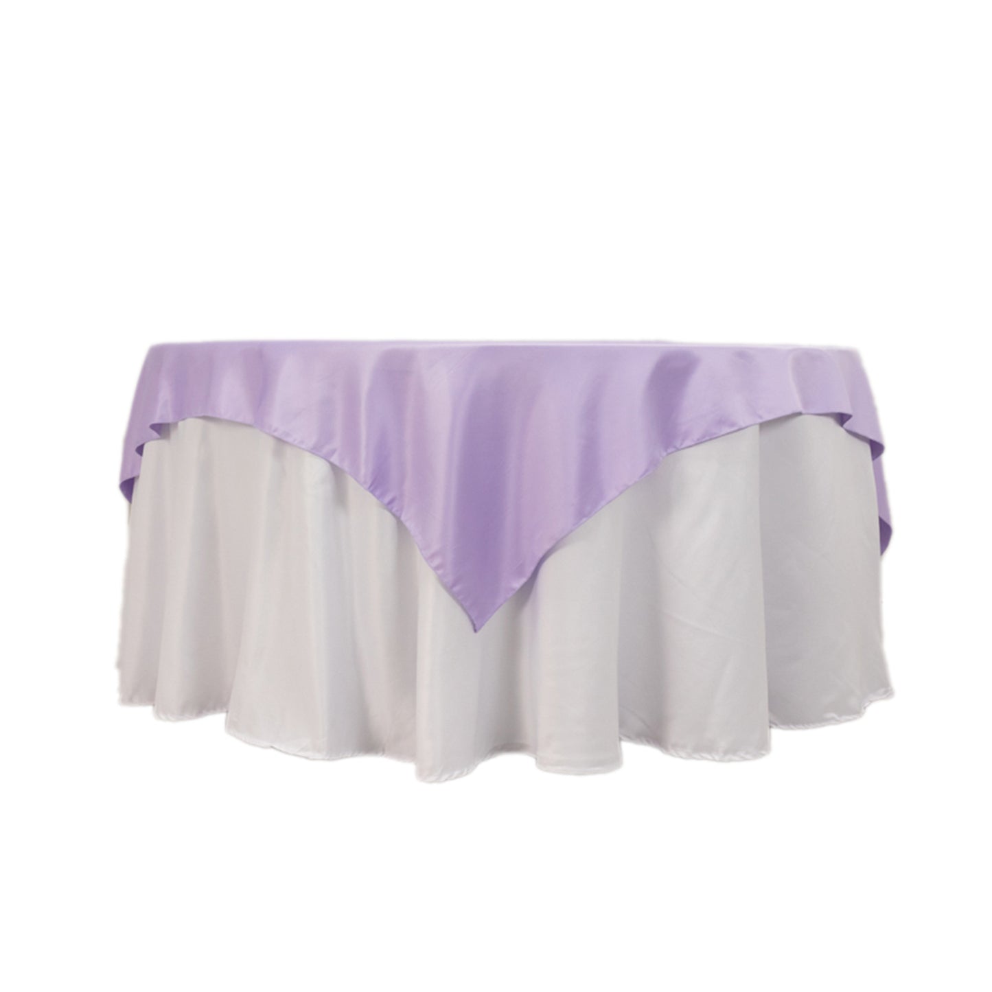 72"x72" Lavender Lilac Lamour Satin Table Overlay, Square Tablecloth Topper
