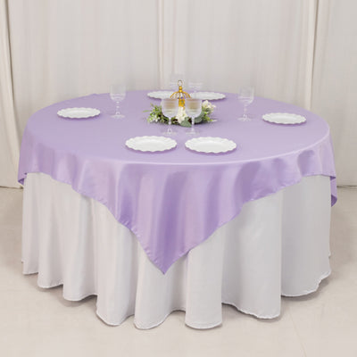 Sophisticated Charm with Lavender Lilac Lamour Satin Table Overlay