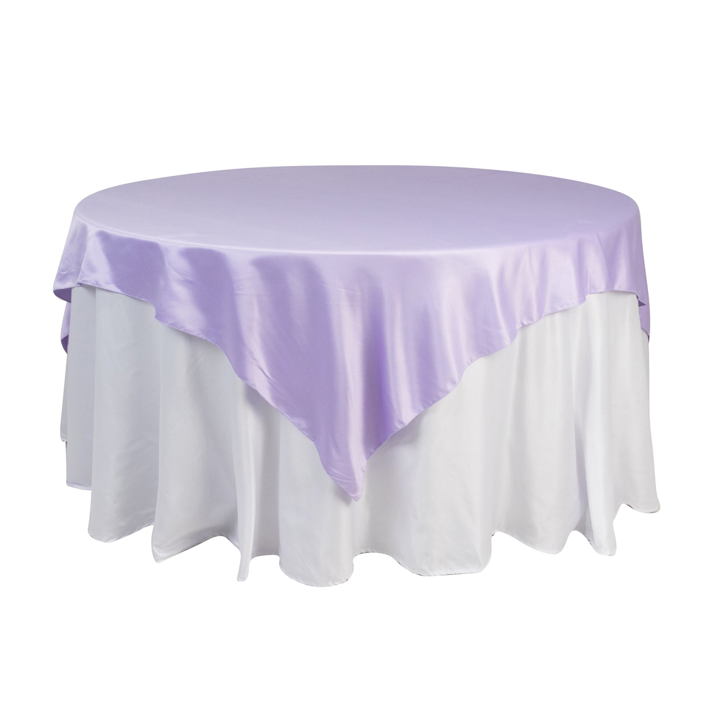 72"x72" Lavender Lilac Lamour Satin Table Overlay, Square Tablecloth Topper