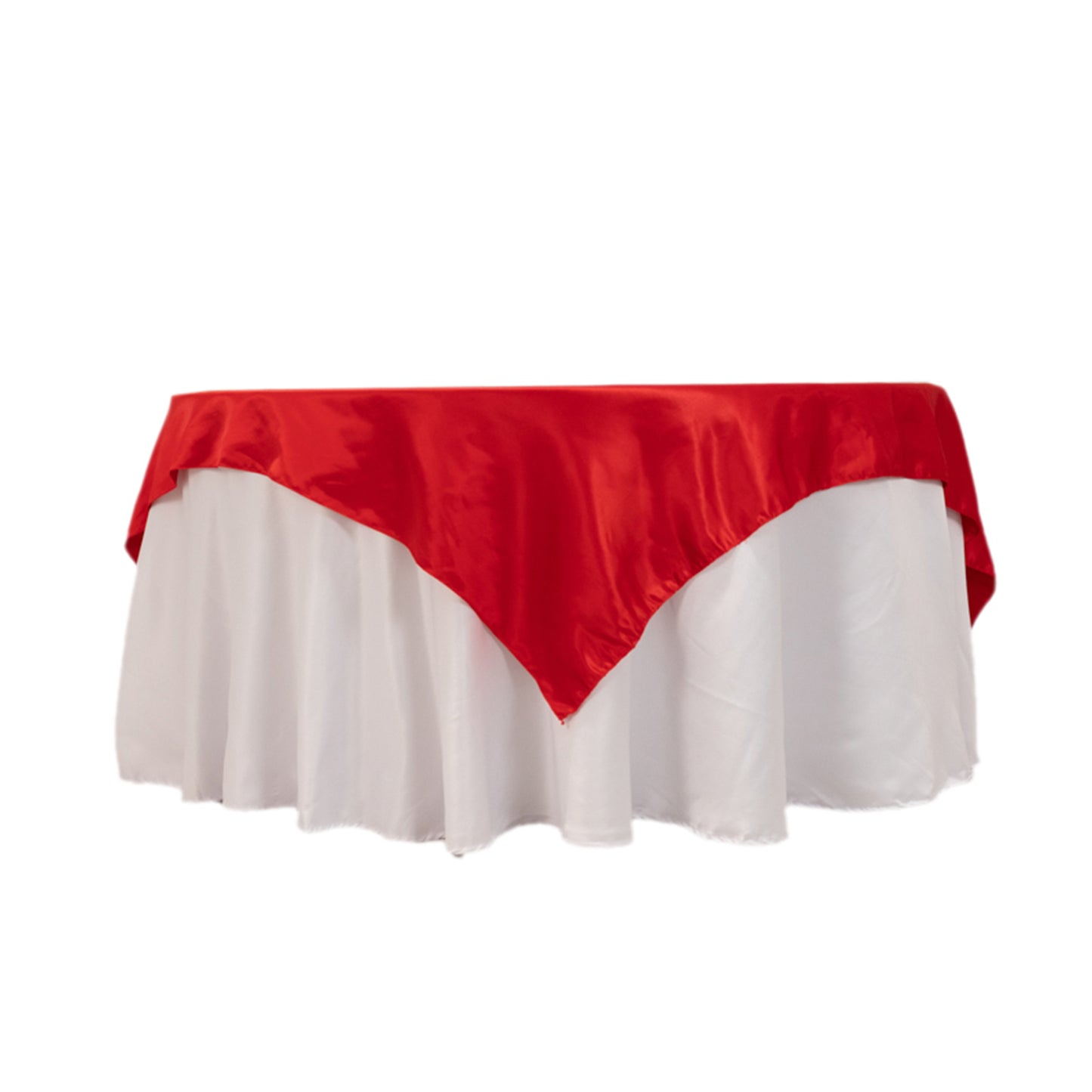 72"x72" Red Lamour Satin Table Overlay, Square Tablecloth Topper