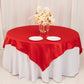 72"x72" Red Lamour Satin Table Overlay, Square Tablecloth Topper