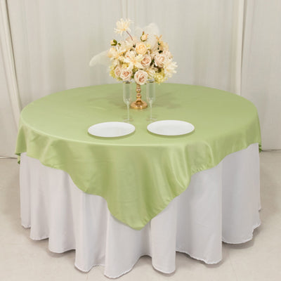 Sophisticated Charm with Sage Green Lamour Satin Table Overlay