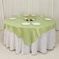 72"x72" Sage Green Lamour Satin Table Overlay, Square Tablecloth Topper