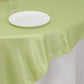 72"x72" Sage Green Lamour Satin Table Overlay, Square Tablecloth Topper