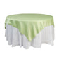 72"x72" Sage Green Lamour Satin Table Overlay, Square Tablecloth Topper