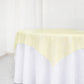 Champagne organza table overlay on a white table, 72"x72".