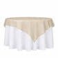 Gold organza table overlay 72"x72" on a round table with a white tablecloth.