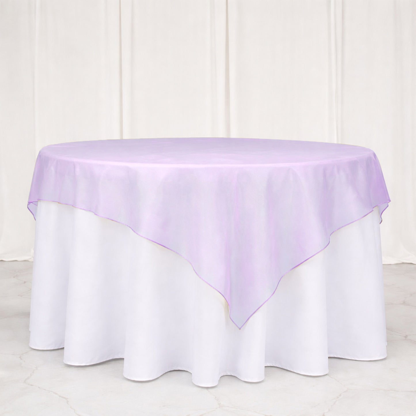 10 Pack Lavender Lilac Organza Table Overlay 72"x72" - Sheer Table Topper
