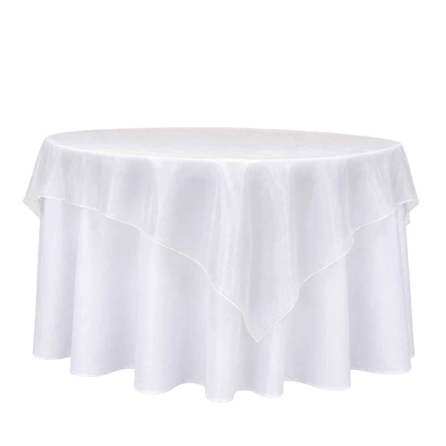 10 Pack White Organza Table Overlay 72"x72" - Sheer Table Topper