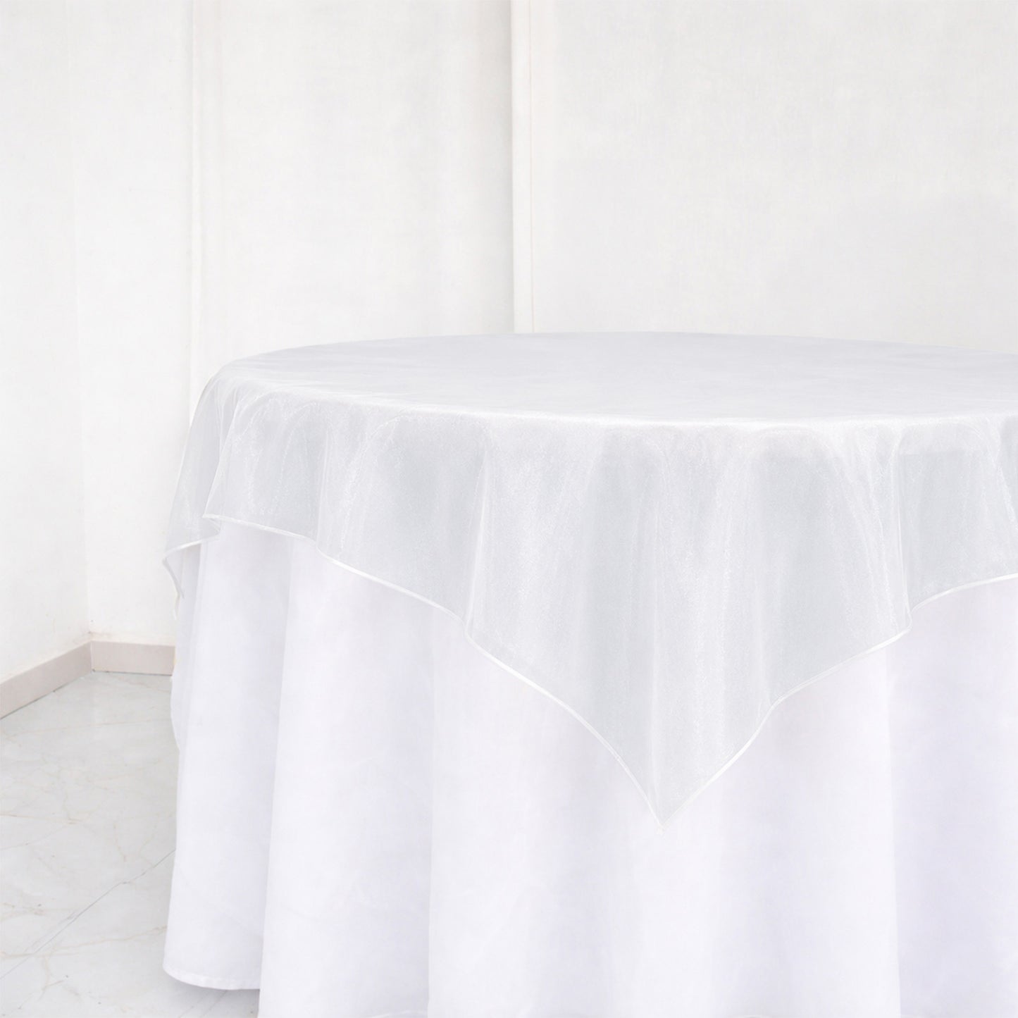10 Pack White Organza Table Overlay 72"x72" - Sheer Table Topper