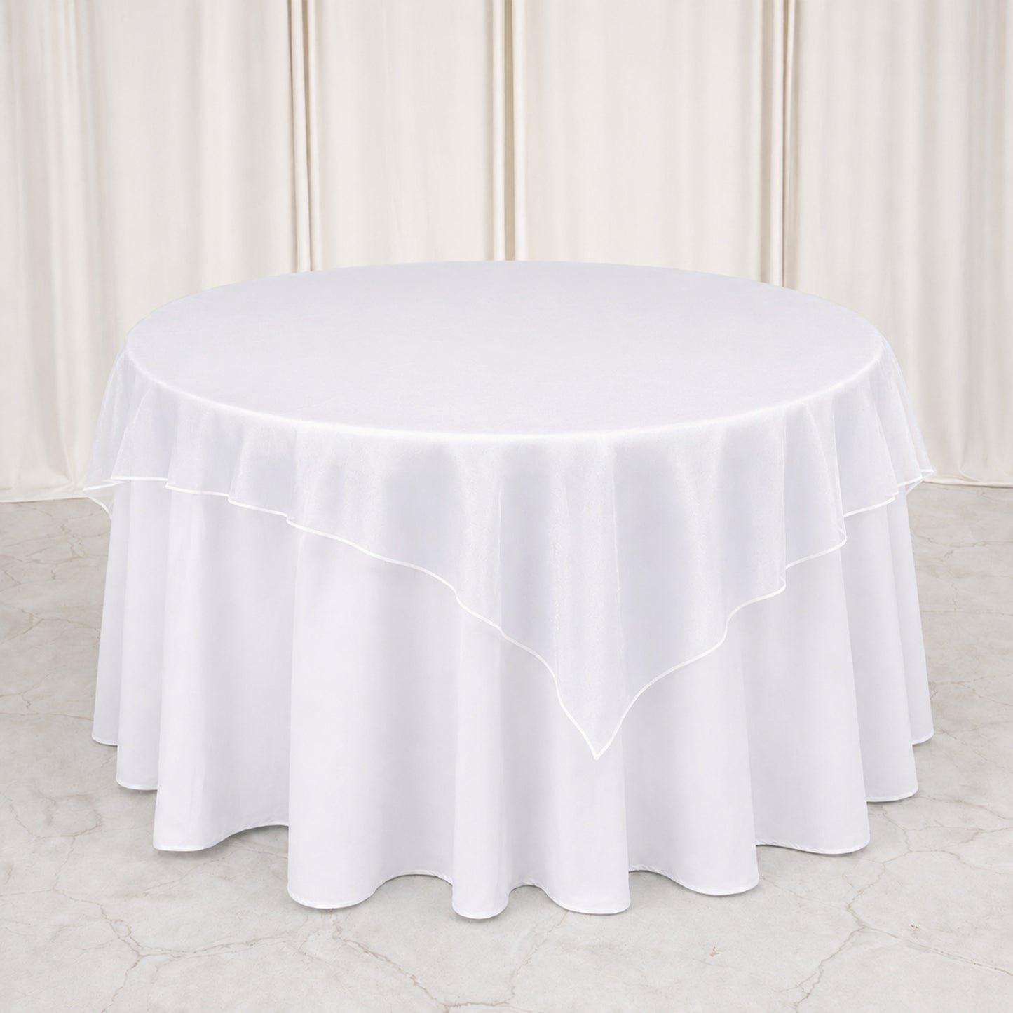 10 Pack White Organza Table Overlay 72"x72" - Sheer Table Topper