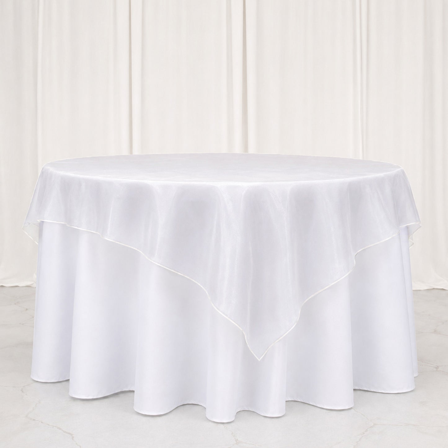 10 Pack White Organza Table Overlay 72"x72" - Sheer Table Topper
