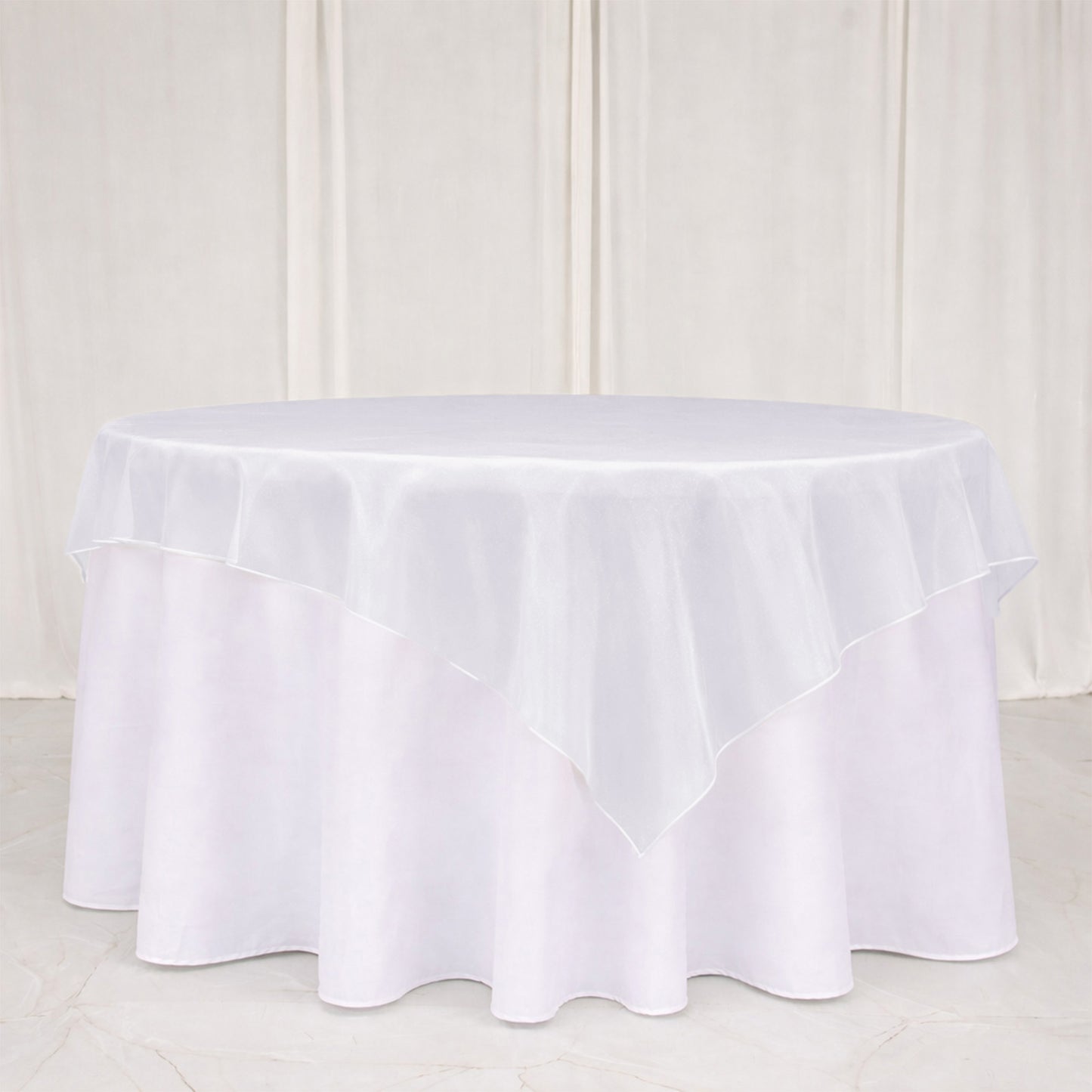 10 Pack White Organza Table Overlay 72"x72" - Sheer Table Topper