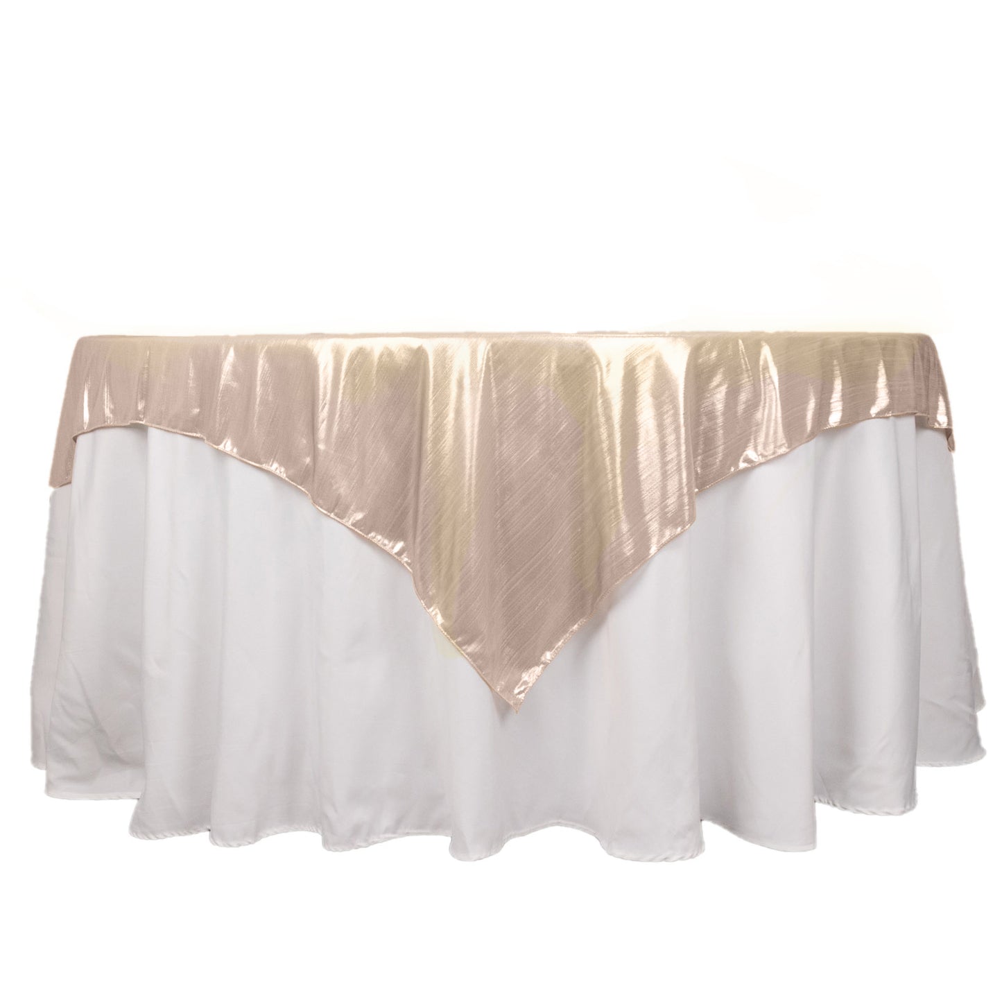 Blush shimmer sequin dots table overlay, wrinkle-free sparkle glitter topper.