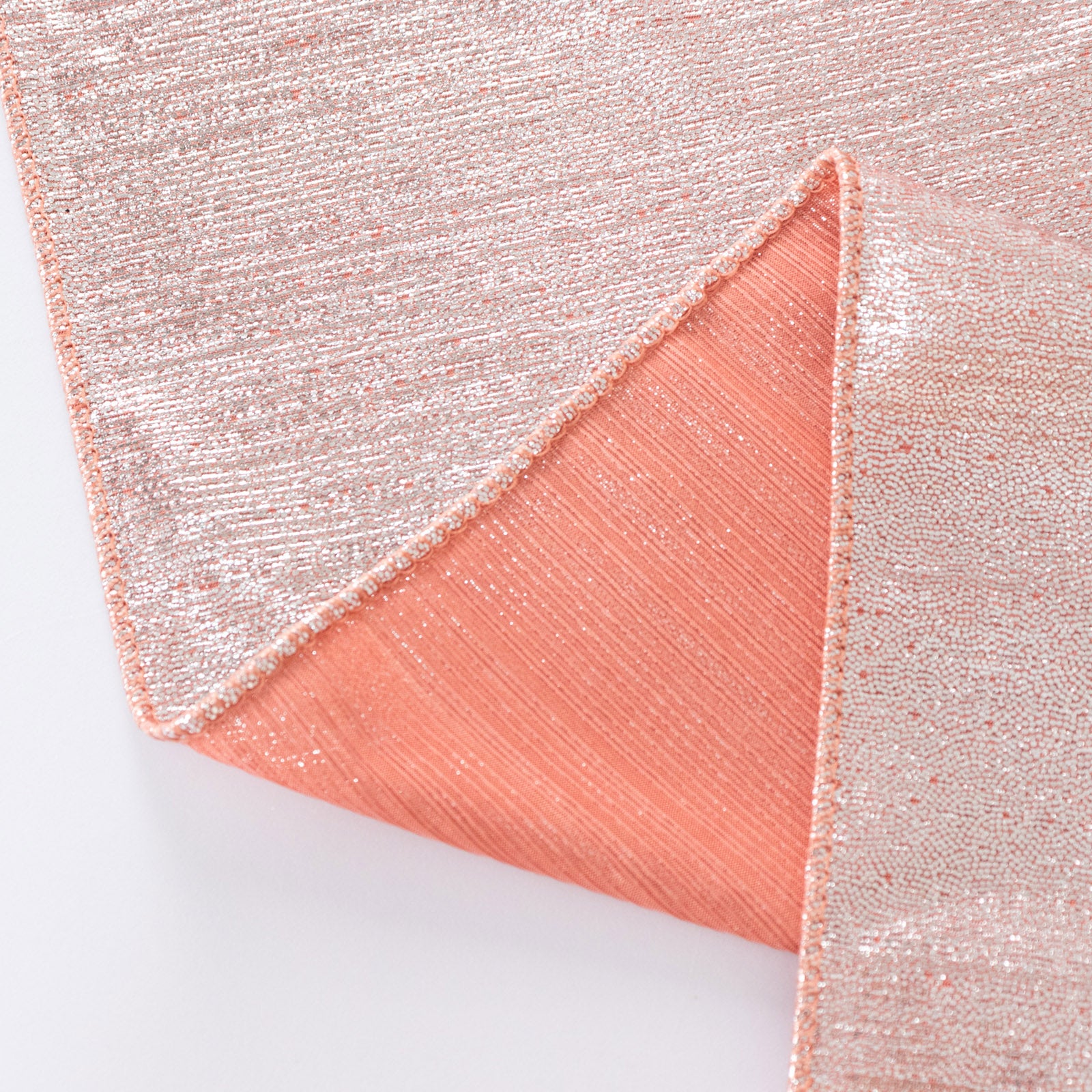Rose gold shimmer sequin table overlay, wrinkle-free glitter topper.