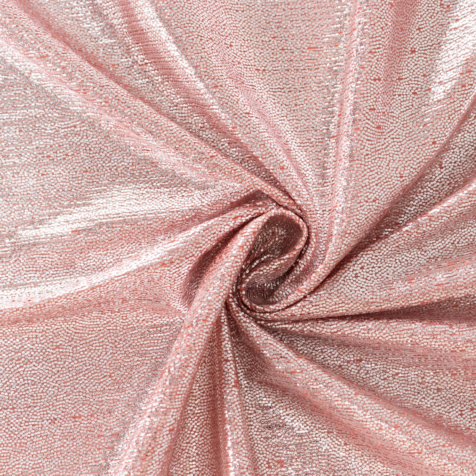 Rose gold sequin table overlay fabric with shimmer and sparkle.