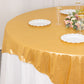 Gold shimmer sequin dots table overlay, perfect for elegant events.