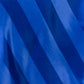 Royal blue satin stripe table overlay, smooth elegant table topper.