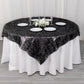 72" Black Metallic Fringe Shag Tinsel Square Polyester Table Overlay
