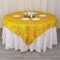 72" Gold Metallic Fringe Shag Tinsel Square Polyester Table Overlay