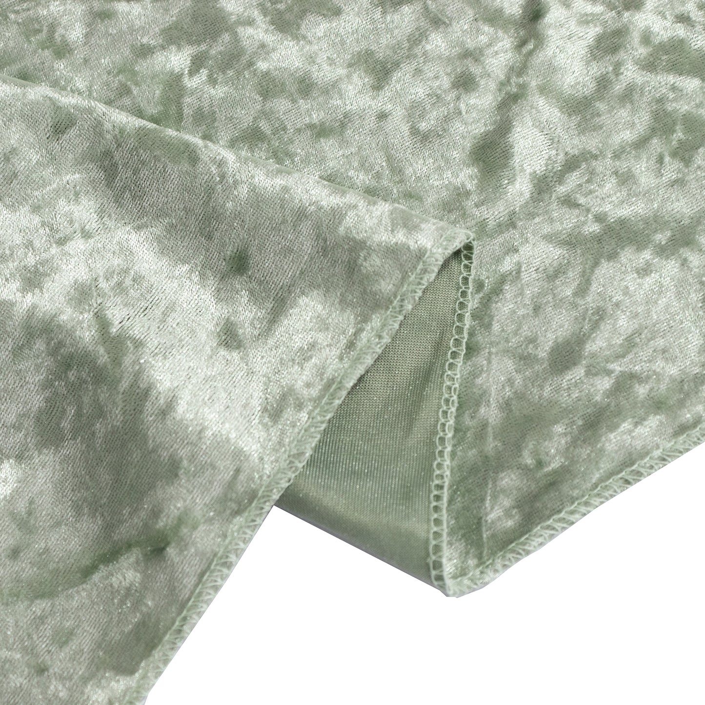 72"x72" Sage Green Premium Crushed Velvet Table Overlay, Square Tablecloth Topper