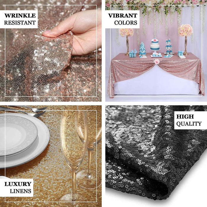 90"x90" Champagne Premium Sequin Square Table Overlay, Sparkly Table Overlay