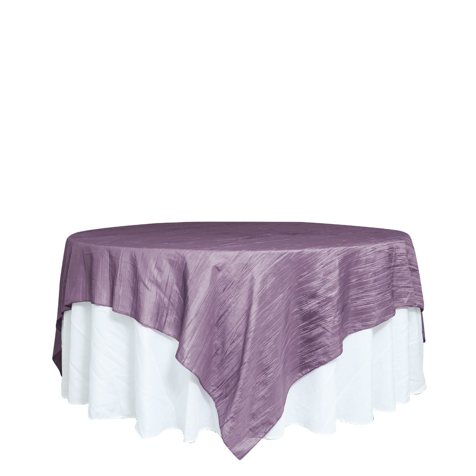 90 Inch x 90 Inch Violet Amethyst Accordion Crinkle Taffeta Table Overlay 