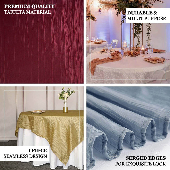 90"x90" Accordion Crinkle Taffeta Table Overlay - Violet Amethyst