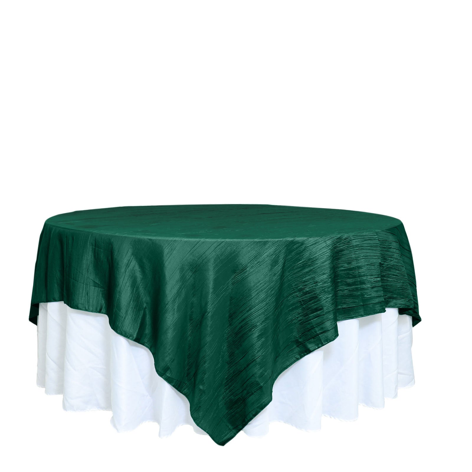 90 Inch x 90 Inch Hunter Emerald Green Accordion Crinkle Taffeta Table Overlay 