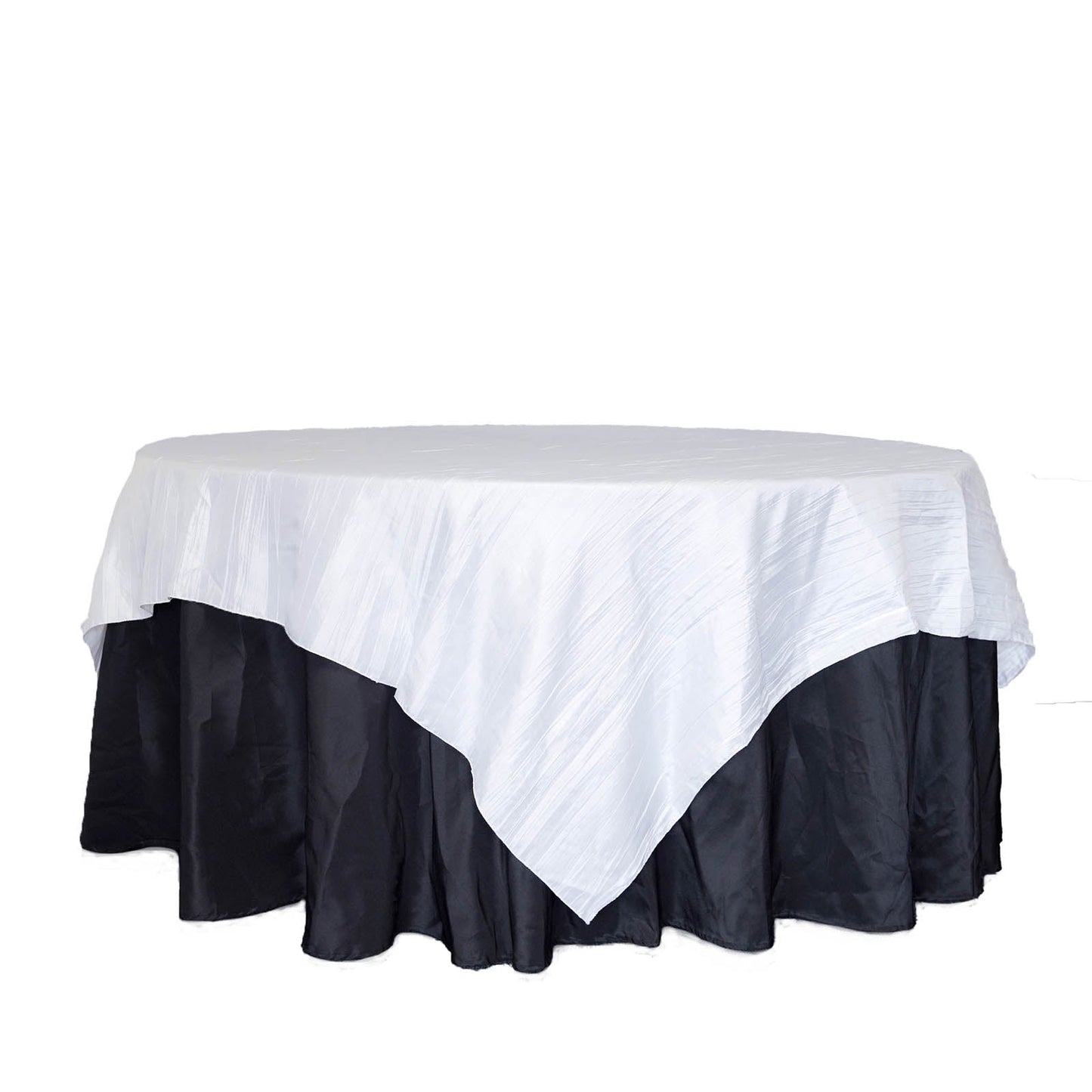 Table Overlay In Accordion Crinkle Taffeta 90 Inch White