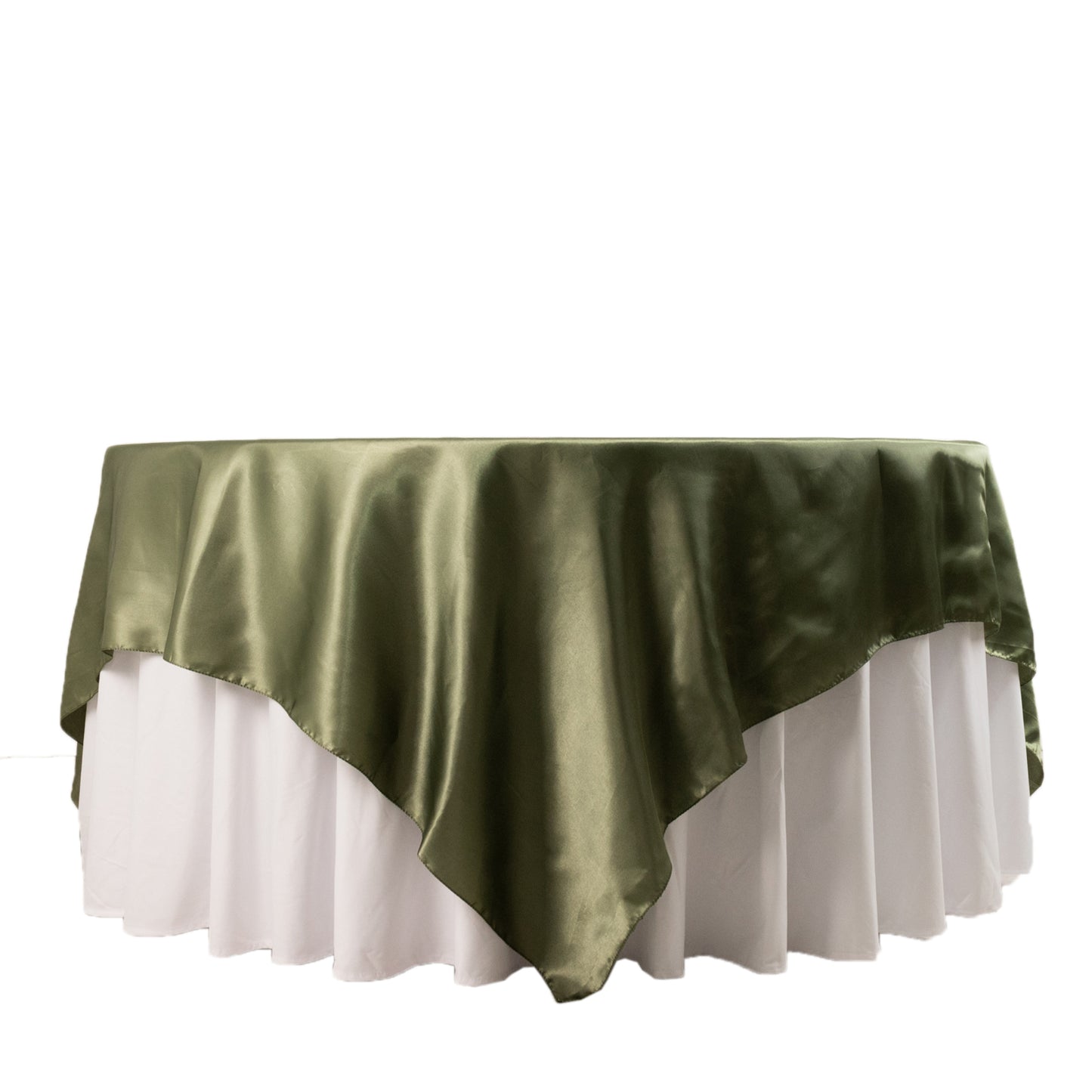 90" Dusty Sage Green Satin Overlay Square Table Overlay