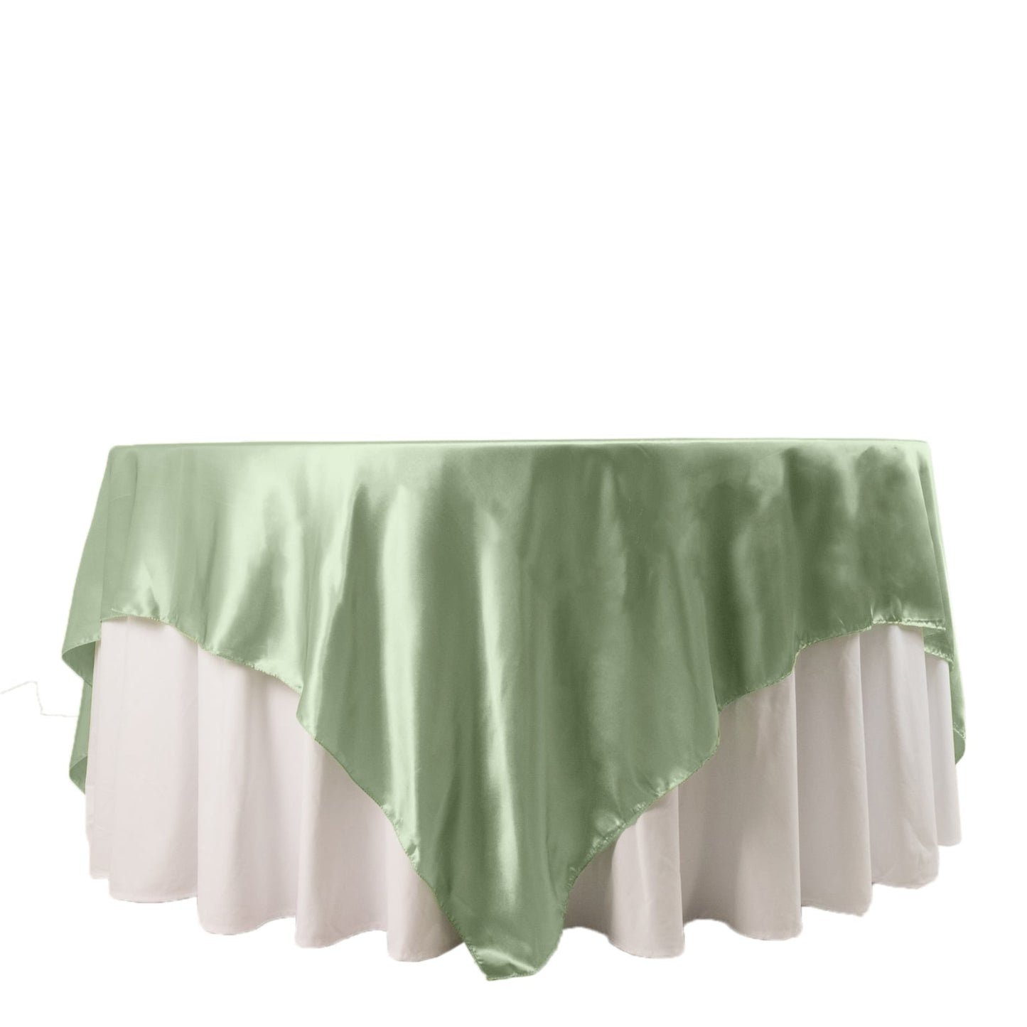 90" Sage Green Satin Overlay Square Table Overlay