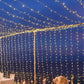 Warm white 600 LED curtain string lights with 8 modes, perfect for events.