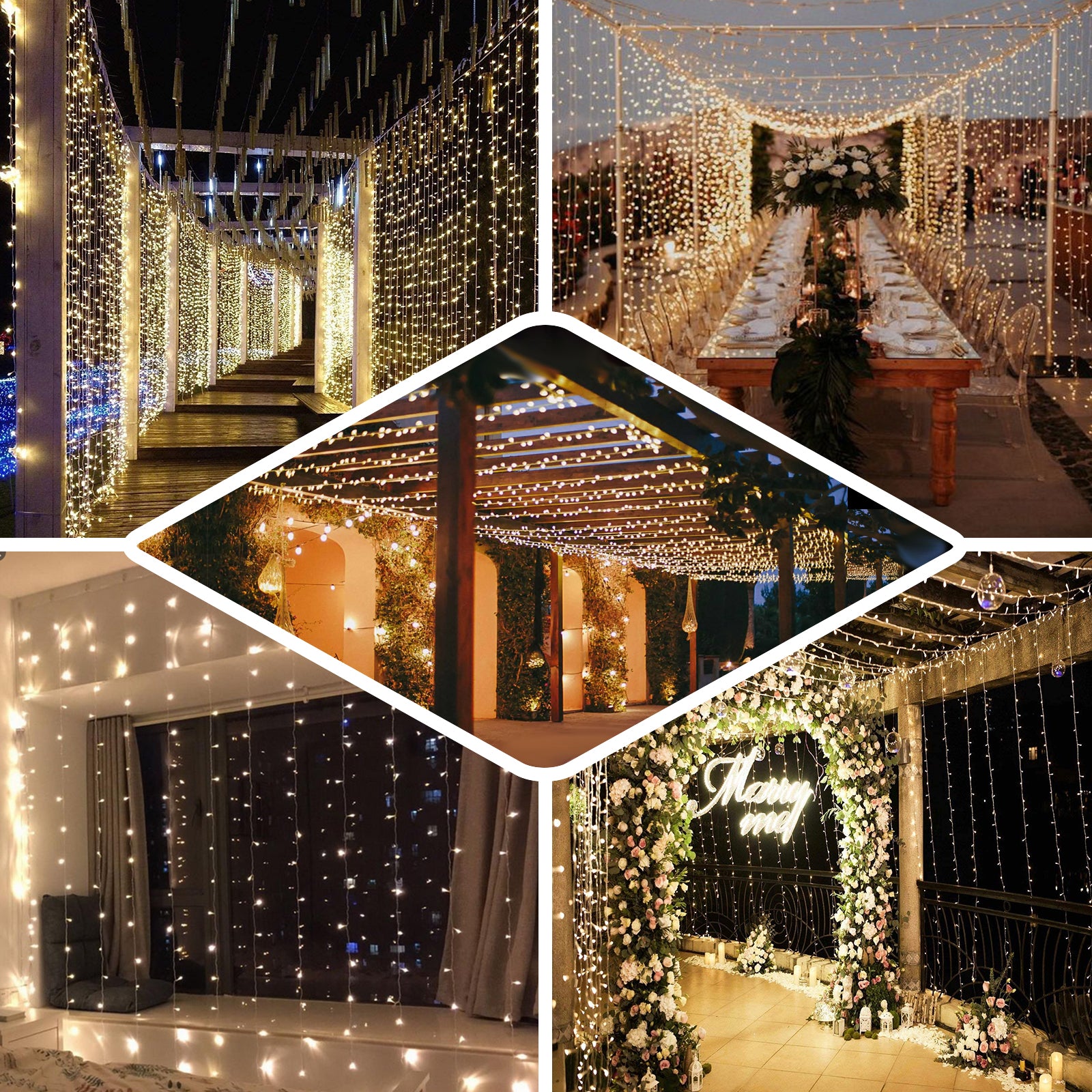 TCFLinen LED Curtain String Lights