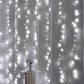 Cool white LED curtain string lights with 8 modes and memory controller.