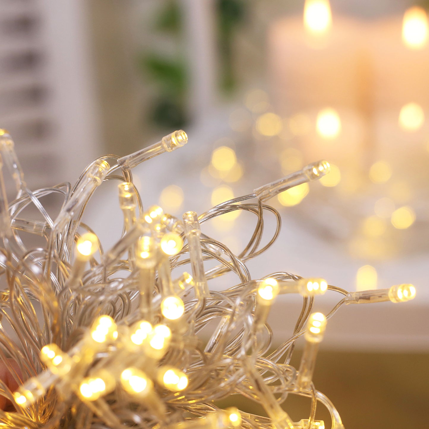 10ft x 40ft Warm White 1200 LED Curtain String Lights with 8 Modes & Inline Memory Controller, Plug-In End-to-End Connectable Fairy Lights for Indoor Outdoor Use