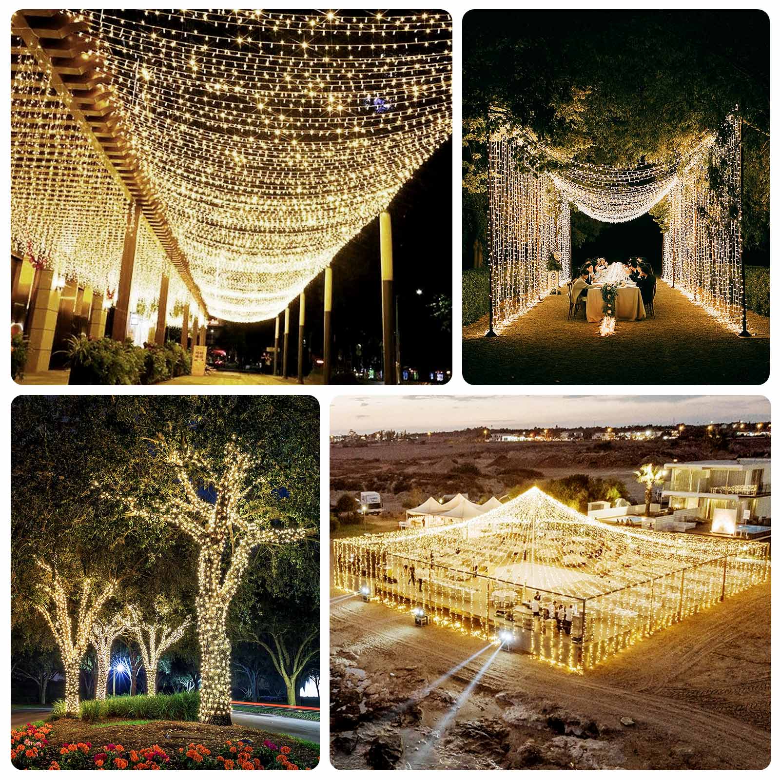 LED Curtain Fairy Lights 10ft x 40ft – Warm White 1200 LED Plug-In String Lights, 8 Modes, End-to-End Connectable, Indoor/Outdoor Use