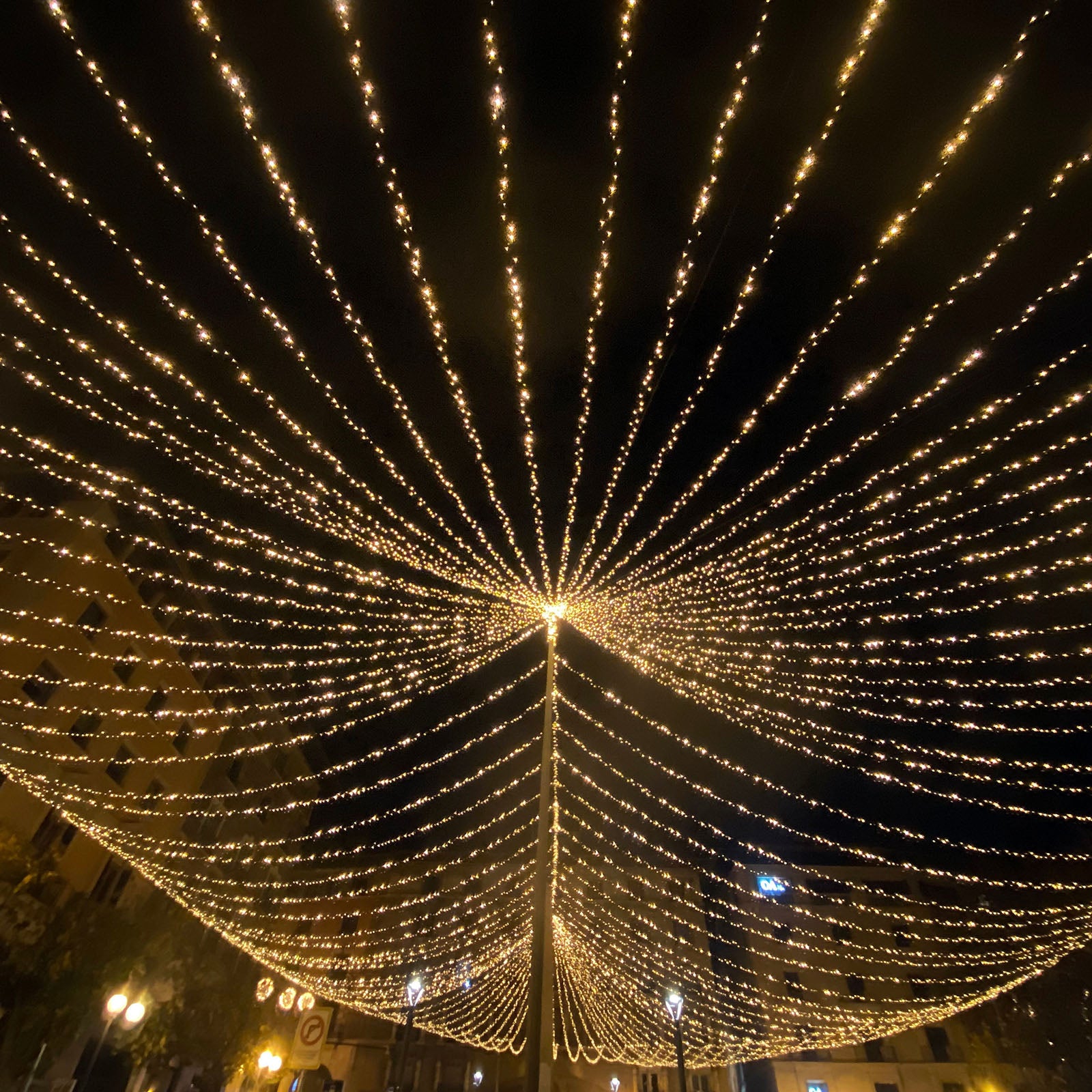 Warm white LED curtain fairy lights in a stunning display.