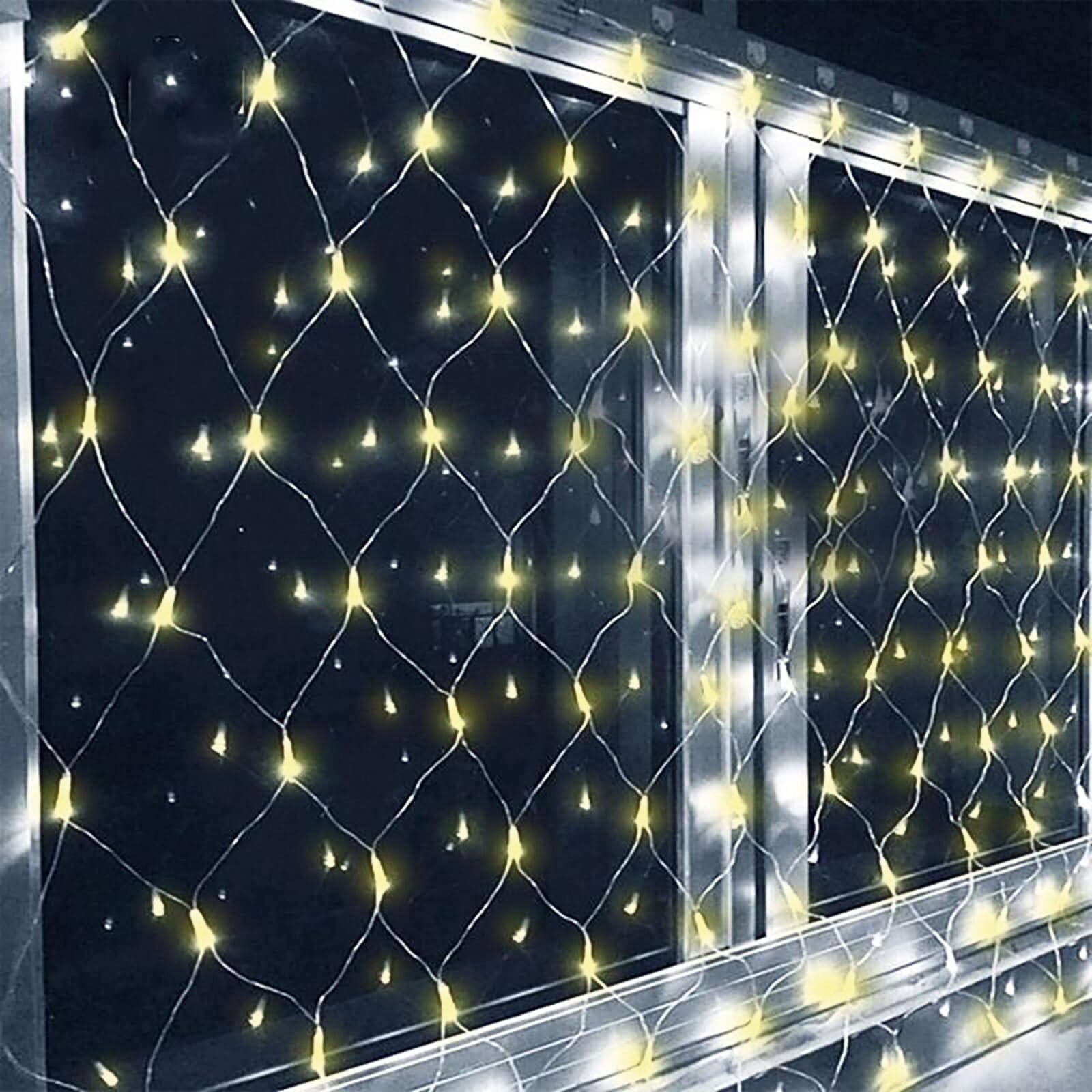 Clear 600 LED fish net lights with fairy string design, 8 modes.